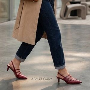 Worthington Sedrick Red Slingback Heels Pointed Toe Strappy Size 7 New In Box